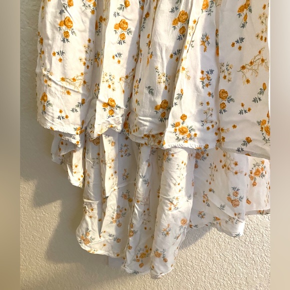 White and Orange Floral Print High Low Dress - Picture 4 of 6
